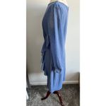 Jasambac Women's Swiss Dot Mesh Long Sleeve Cocktail Dress Large Blue Photo 6