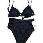 Hurley Ribbed Black 2 Piece Swimsuit Bikini Set Size Small Rib Triangle New Photo 0