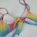 NWT Mapale Dreamy Pastel Ribbed Bikini Swimwear Miami Sunset Ombre Size 1X/2X Yellow Photo 5