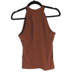 Madewell Womens Ribbed Cutaway Crewneck Tank Stained Mahogany Brown S Photo 2