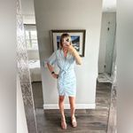 Veronica Beard  Hensley Ruched Chambray Mini in Glacier Ice Photo 1