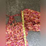 For Love & Lemons  FL&L Felicia Chiffon Midi Dress in Red Floral Size Medium Photo 13