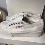 Superga  White Canvas‎ Platform Sneakers Slip-On Casual Women's Shoes Photo 2