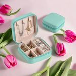 Mini Jewelry Box, Travel Portable Jewelry Storage Box PU Leather Small Organizer Photo 3