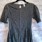 ZARA Collection crew neck lace overlay short sleeve mini dress green fitted Med Photo 1