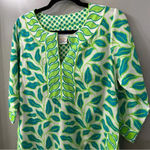 Gretchen Scott  Tunic Top Tropical Resort Wear Leaf Pattern Blouse Sz Small Photo 3