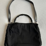 Gucci  Black Nylon Bamboo Handle Bag w Detachable Leather Shoulder Strap Photo 0