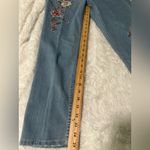 Floral Embroidered Straight Leg Jeans Blue Size 8 Photo 10