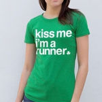 New Womens Gone for a Run Kiss Me I’m a Runner St Pattys Day Graphic Tee Photo 0