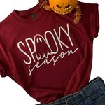 Gildan Spooky Halloween Women’s Medium T-Shirt Short Sleeve Dark Brick Red Photo 1