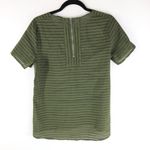 J.Crew Womens Shadow Stripe Top Tunic Sheer Hi Low Hem Olive Green Size 4 Photo 1