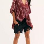 Free People girl talk printed v-neck tunic size XS floral print uneven hemline Photo 0