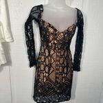 Bardot  Zendaya Mini Lace Long Sleeve Low V Neck Dress In Black Size 2 NWT Photo 3