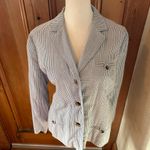 NWOT NorthStyle Seersucker Striped Blazer Small Blue/White White Photo 3
