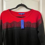 Apt. 9  Sweater Dress L NWT Lace Colorblock Red Black Lace Event Dressy Knit Warm Photo 4