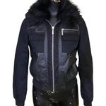 Michael Kors MICHAEL Black Leather and Fabric Moto Jacket Photo 0