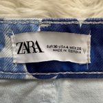 ZARA Jeans Straight Leg High Rise Daisy Print Boho Hippie Floral Blue White 4 Photo 9
