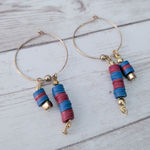 Vintage Dangle Earrings For Pierced Ears Gold Tone, Blue, Red Blue Photo 0