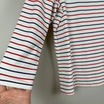Untuckit Top Womens Large White Red Black Striped Stretch LS‎ Boat Neck Preppy Photo 3