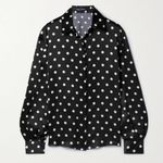 Sergio Hudson Polka Dot Silk Charmeuse Button Photo 1