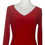 Ralph Lauren Lauren Bodycon Dress V-neck Shirred Jersey Knit Red Women’s Size 4 Photo 6