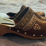 Vintage Brown Sequin Clogs Gold Size 7 Photo 1