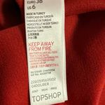 Topshop Women's Red Rib Knit Sleeveless Plunging V-Neck Bodysuit Tank Top Size 6 Photo 3
