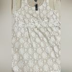 Apt. 9 Women’s Dress 👗 Fit & Flare White Lace Sleeveless 2X Nude lining Satin Belt Tie Photo 1