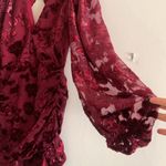 For Love & Lemons Penelope Mini Dress Long Sleeve Deep V Size Small Wine Red Photo 3