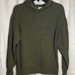 Madewell Pleat Sleeve Shrunken Hoodie Sweatshirt Olive Green Heathered XXS Photo 0