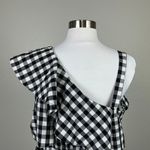 Calvin Klein  One Shoulder Gingham Sheath Dress Black and White Size 12 Photo 7