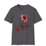 Handmade True Crime Murder Show Graphic Tee - Funny Blood Splatter Shirt Size S Photo 0