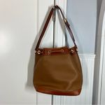 Dooney & Bourke  Pebble Grain Drawstring Hobo Bucket Bag Brown Pink Interior Photo 2