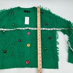 Ugly Christmas Sweater Cardigan 33 Degrees Womens S Green Ornaments Loopy Knit Photo 6