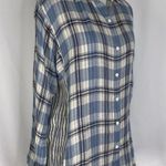 Velvet By Graham & Spencer Long Sleeves Blue Plaid Shirt With Pockets Small NWT Photo 4