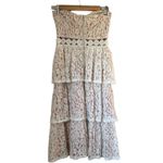 Lulu’s Adorn White Lace Strapless Midi Bridal Dress Small Photo 3