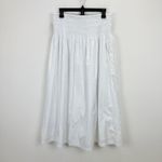 Madewell Smocked Waist Poplin Midi Skirt White A Line Cotton Pockets Large NWT Photo 7