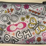 Coach Poppy Butterfly Graffiti Wristlet Nylon/Silver Leather Photo 10