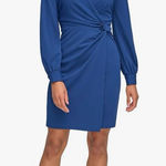 DKNY Donna Karan‎  womens Long Sleeve Wrap Dress Coastal Blue Size 8 Photo 0
