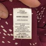 Lush Clothing Lush Women’s Warren Split Neck Blouse Berry-Cream Burgundy Roll Tab Sleeve 3X Photo 4
