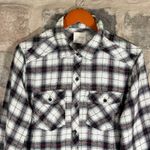 Ci Sono Plaid Collection Flannel Shirt Women's XL White Black Red Button Up Photo 4