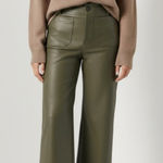 Anthropologie MAEVE x  Colette Cropped Wide Leg Faux Leather Pants, Moss, 33T Photo 0