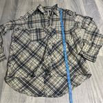 Free People  Grey Plaid Button Down Long Sleeve Shirt; Medium Photo 3