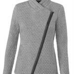 CAbi Gray Quilted Asymmetrical Zip Moto Jacket Modern Chic Casual Outerwear Photo 0