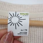 AE Offline by Aerie Waffle Knit Crew Neck Long Sleeve Thermal Top Beige XL Tan Photo 2