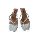 Abound  Tina Kitten Heel Sandal Size 6 Silver Open Square Toe Photo 3