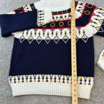 Vintage JC Penney Acrylic Fair Isle Mock Neck Sweater Womens Size M 80's Retro Blue Size M Photo 2