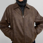 OAK AND FORT VEGAN LEATHER BOMBER JACKET Brown Photo 0
