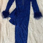Akira YOURS TRULY HIGH LOW MAXI BLUE SEQUIN DRESS Photo 4