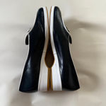 Stuart Weitzman  Women Leather Loafers Flats Bow Detail Navy Blue White‎ Trim 10 Photo 4